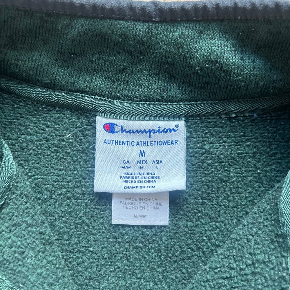 Champion Sacramento State Hornets Quarter Zip Fleece Jacket Pullover Sz M Green - Picture 3 of 9